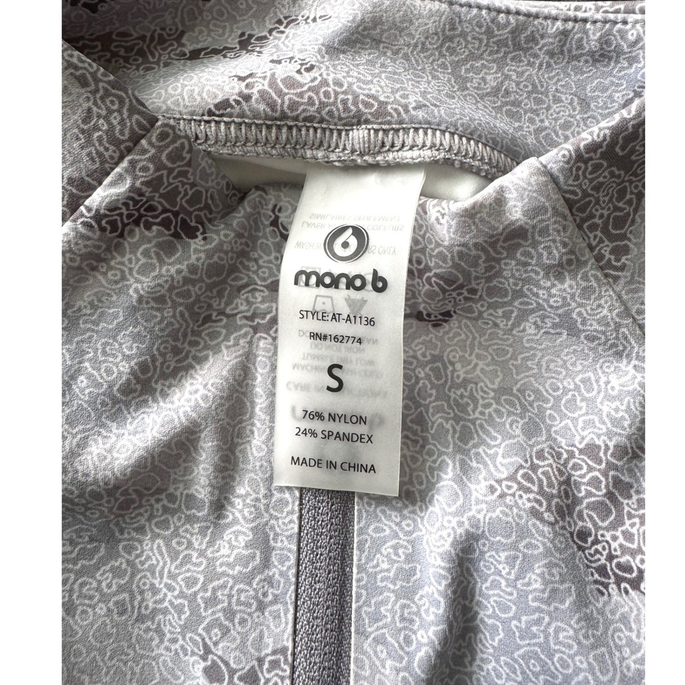Mono B Womens Small Grey Camo Leopard Quarter Zip Cropped Active Top - Picture 3 of 9